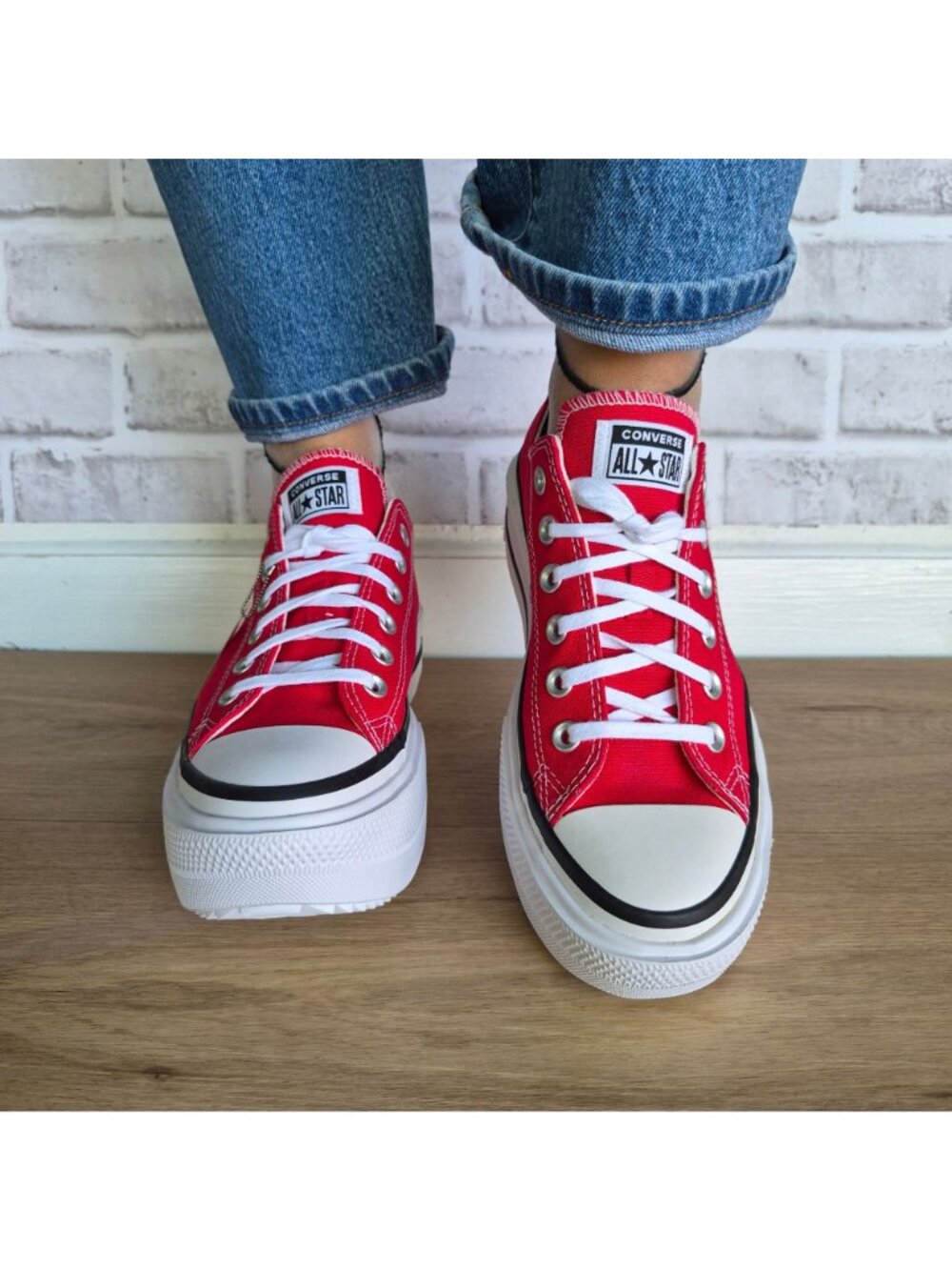⭐Converse Lift Double Stack Platform Low Sz 11 Womens Shoes Sneakers Red A16515C - Picture 5 of 12